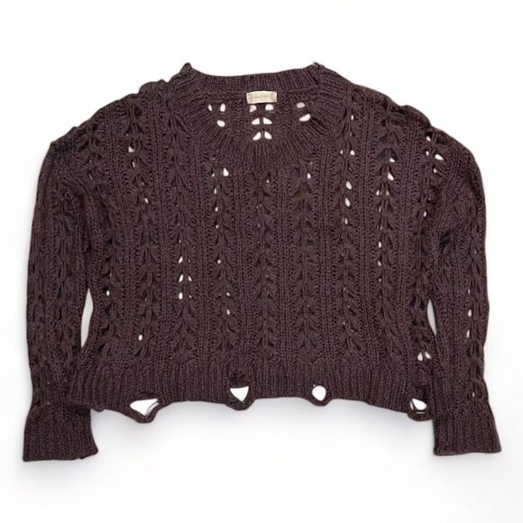 Altar’d State Distressed Open Knit Oversized Sweater Size Small - Picture 4 of 11